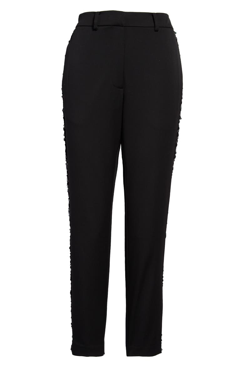Sofia Sequin Stripe High Waist Tapered Pants, Alternate, color, BLACK