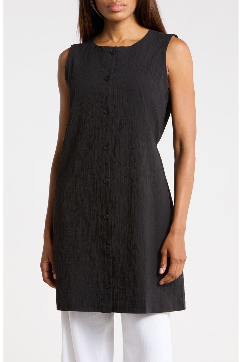 Longline Stretch Organic Cotton Vest, Main, color, BLACK