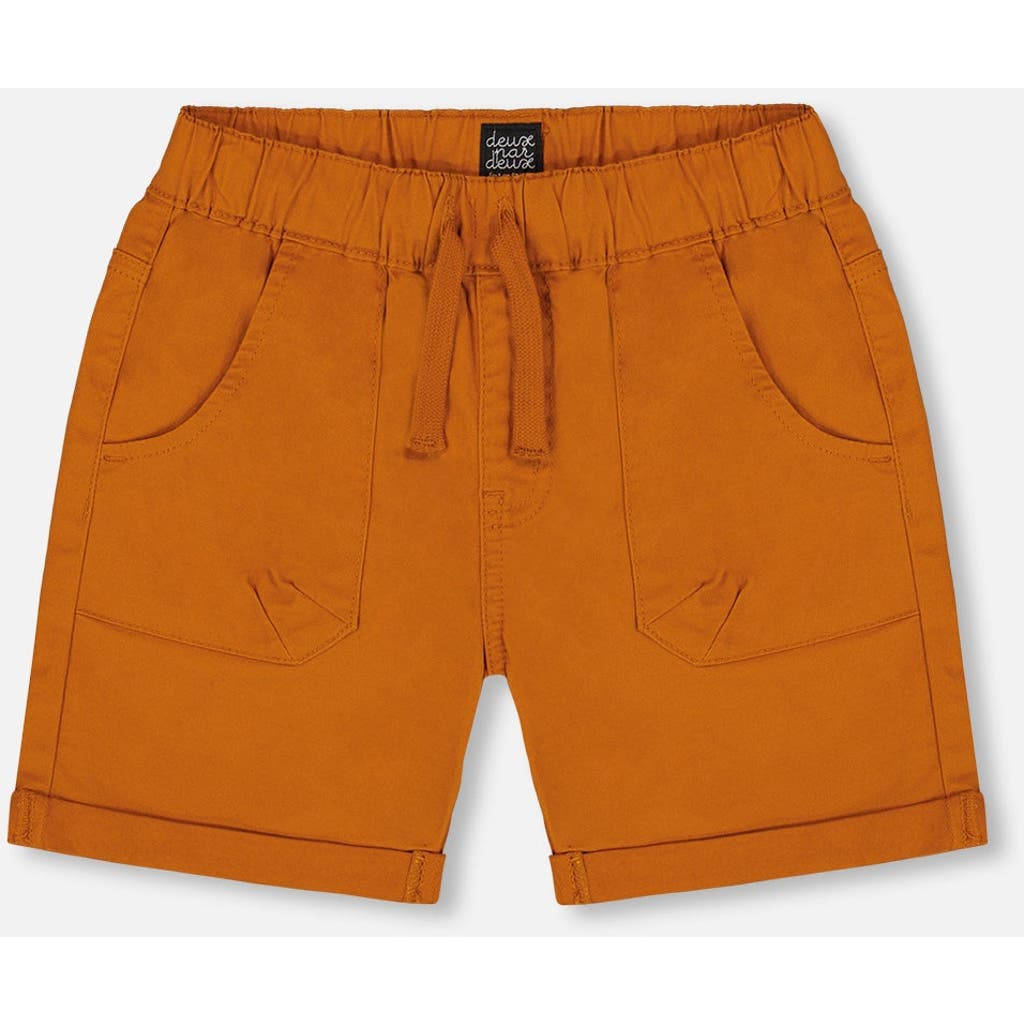 Deux Par Deux Little Boy's Stretch Twill Short Vibrant Orange In Vibrant Orange