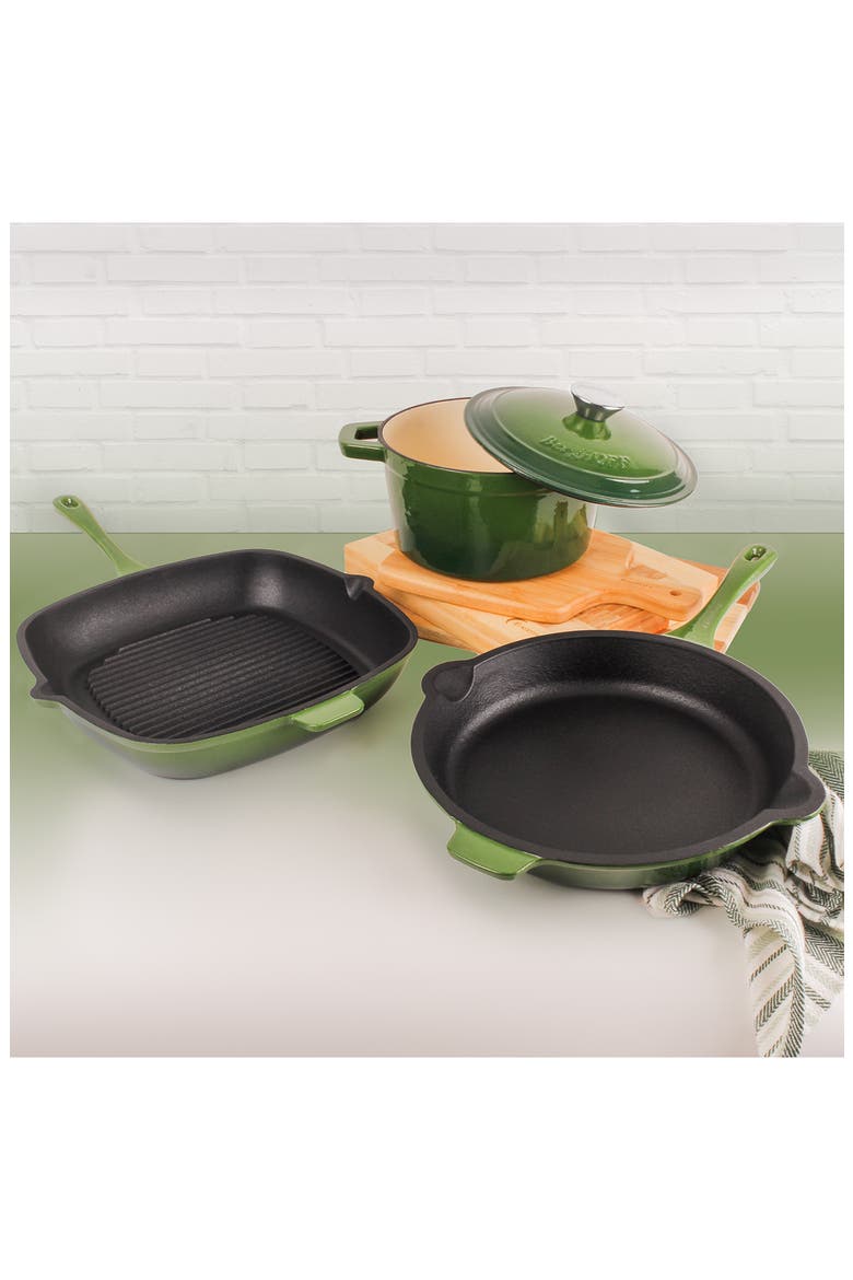 Neo 4-Piece Cast Iron Grill Set, Alternate, color, GREEN