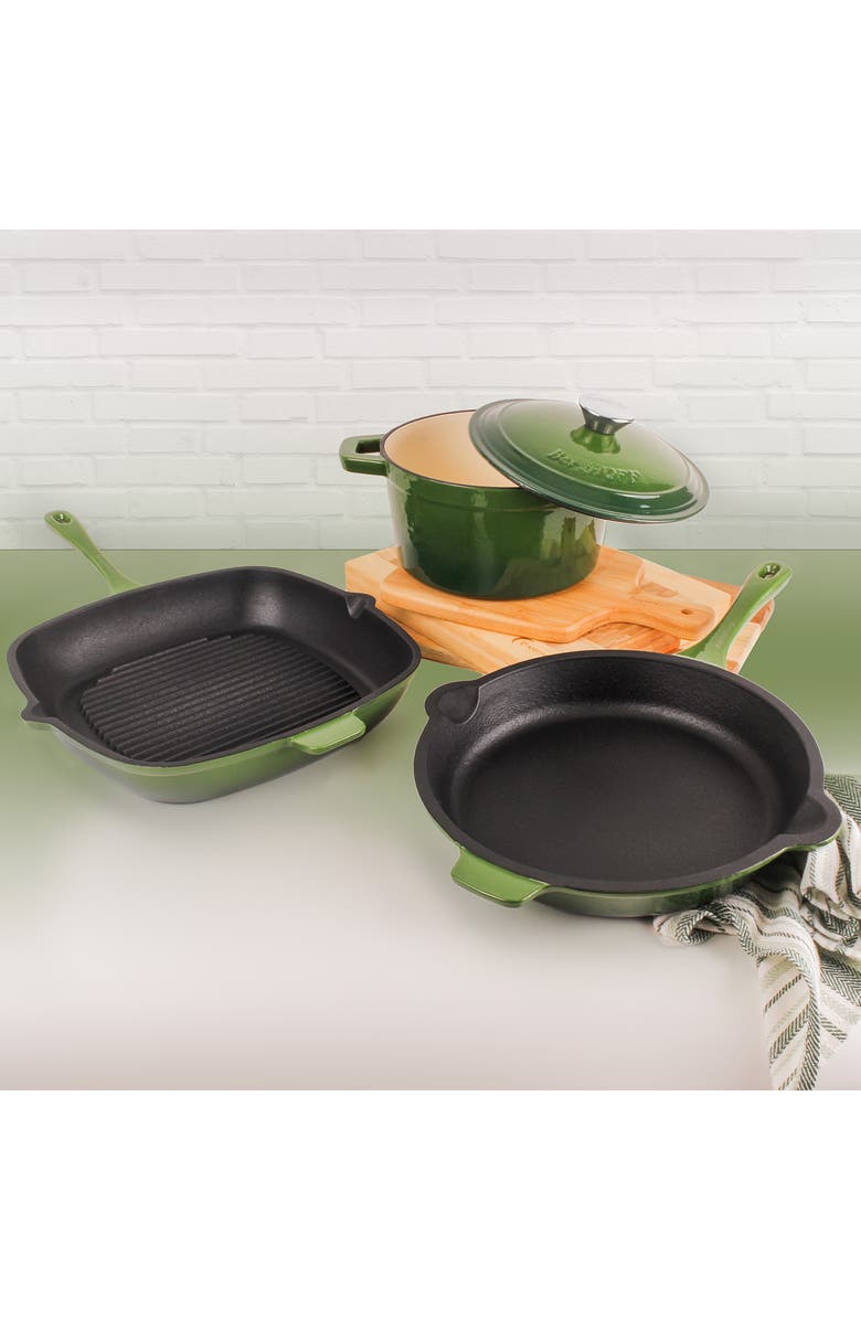 BergHOFF Neo 4-Piece Cast Iron Grill Set, Alternate, color, Green