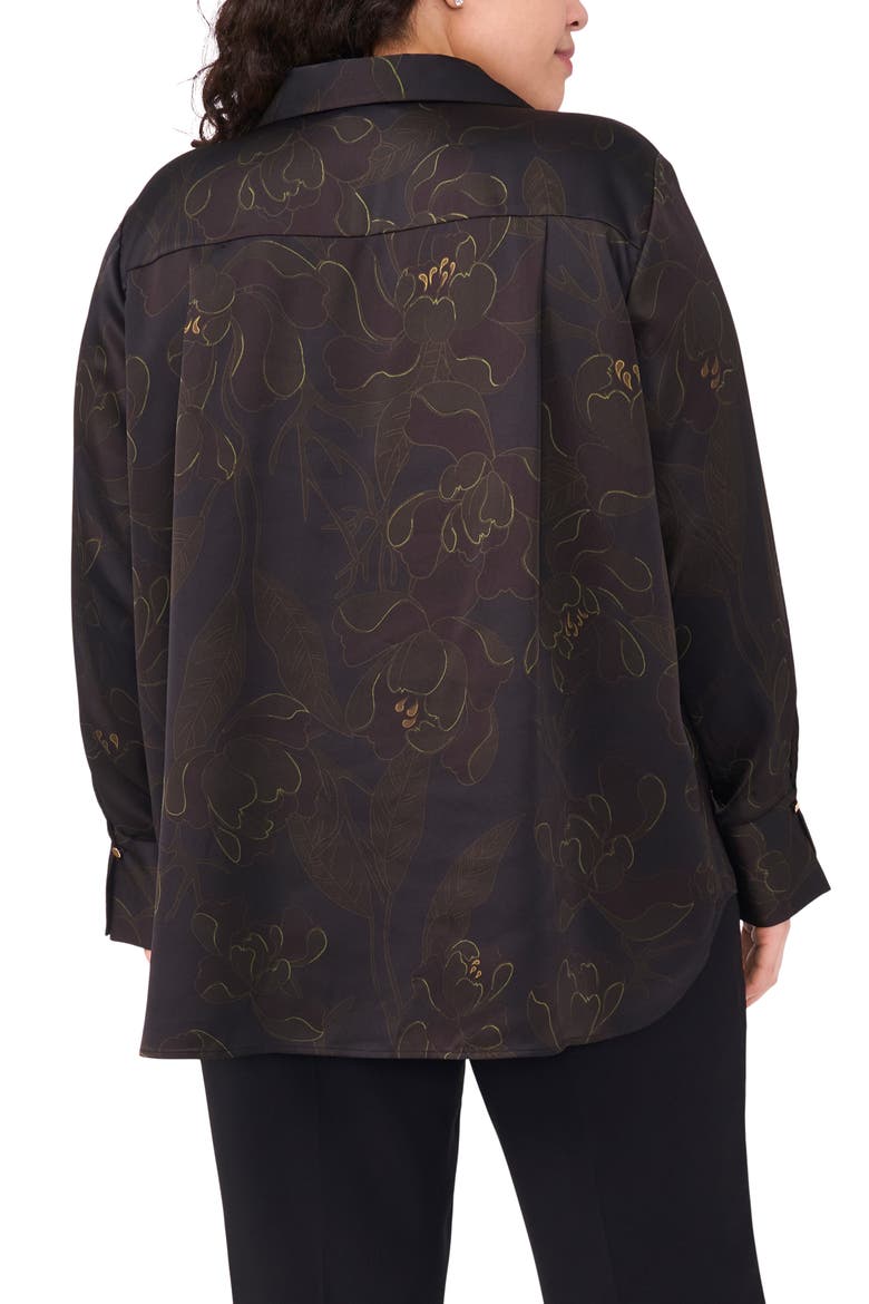 Metallic Floral Satin Charmeuse Top, Alternate, color, RICH BLACK