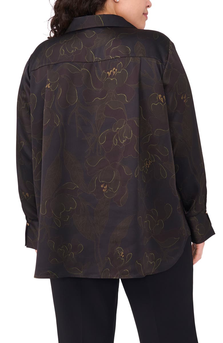 Halogen<sup>®</sup> Metallic Floral Satin Charmeuse Top, Alternate, color, Rich Black