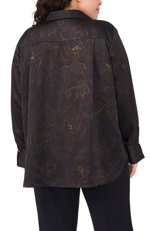 Halogenr Halogen(r) Metallic Floral Satin Charmeuse Top In Black