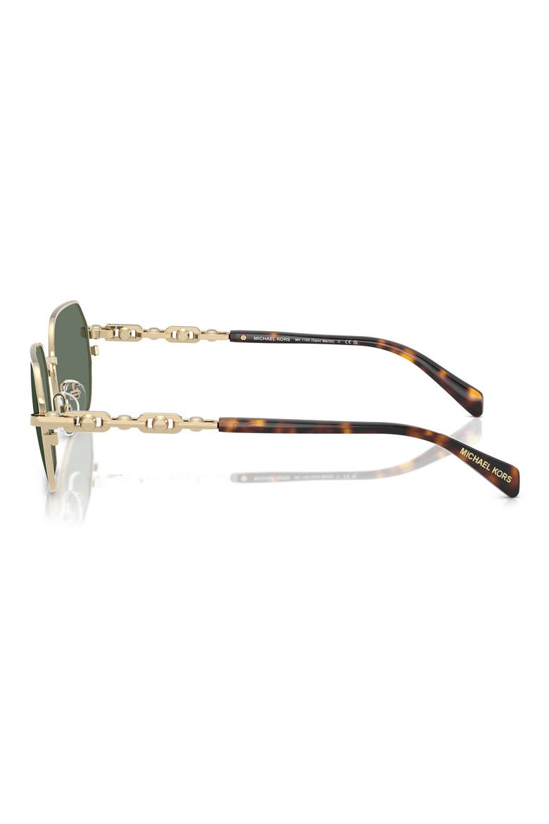 57mm Geometric Sunglasses, Alternate, color, LIGHT GOLD SHINY / GREEN SOLID