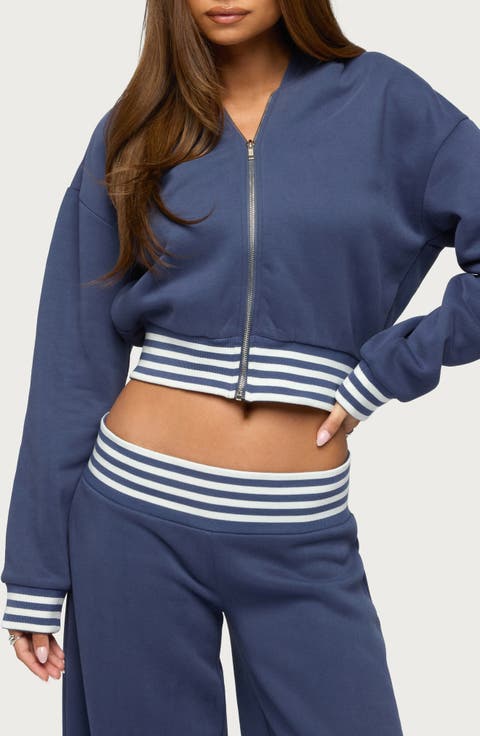 Eloura Stripe Detail Zip-Up Hoodie