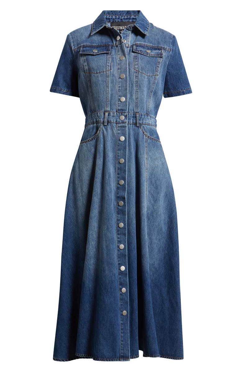 FREEMARKET Cotton Blend Denim Midi Shirtdress, Alternate, color, Medium Denim