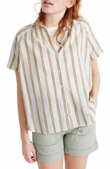 Madewell Double Striped Bronze Button Front Shirt