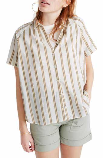 Madewell Double Striped Bronze Button Front Shirt