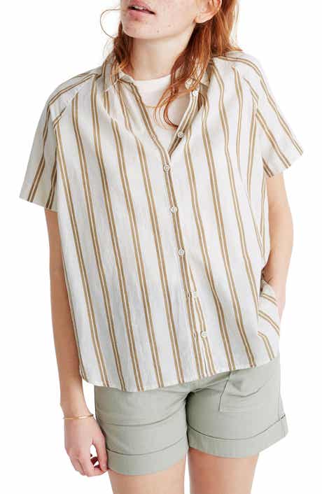 Madewell Double Striped Bronze Button Front Shirt