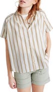 Madewell Double Striped Bronze Button Front Shirt