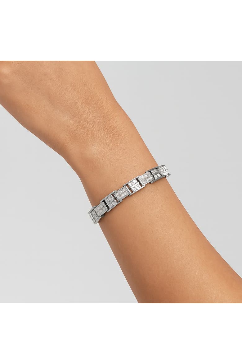 14K White Gold 10 5/8 Cttw Diamond Panel Link Bracelet  - 7" Inches, Alternate, color, White
