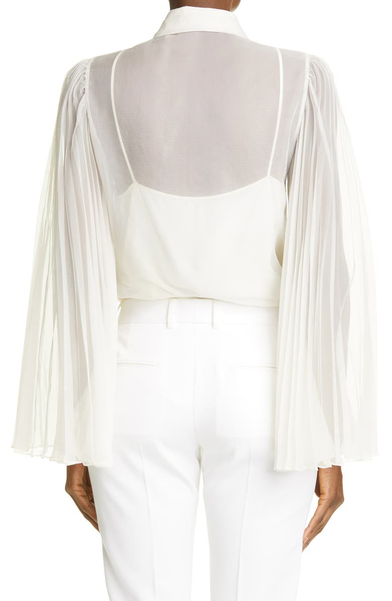 Gucci Pleated Sleeve Silk Blend Organdy Blouse, Alternate, color,