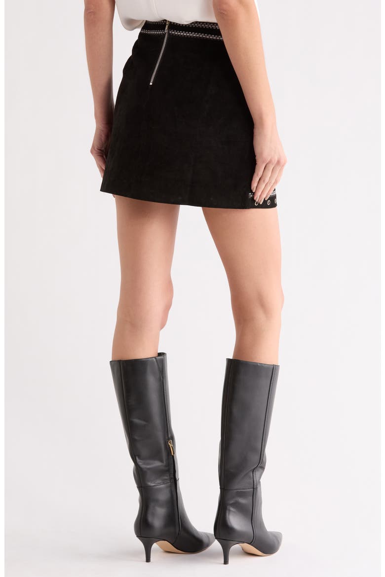 Embroidered Suede Miniskirt, Alternate, color, BLACK