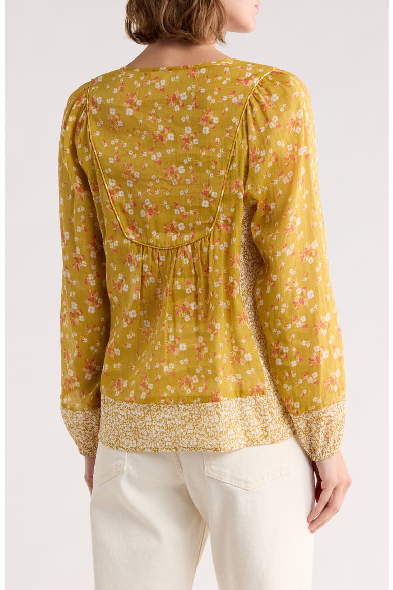 Floral Print Peasant Top, Alternate, color, M066 YELLOW PINK