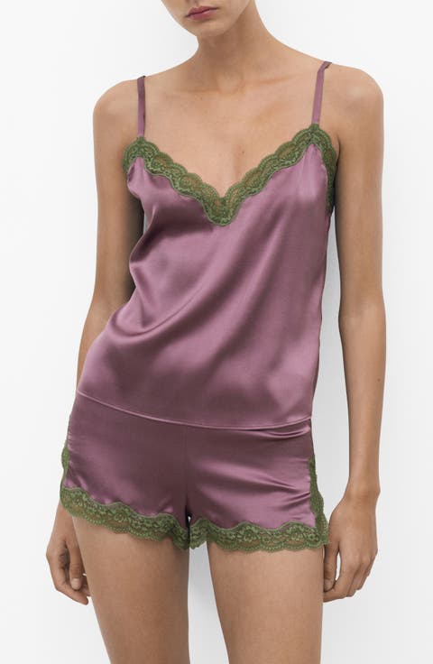 Contrast Lace Silk Camisole