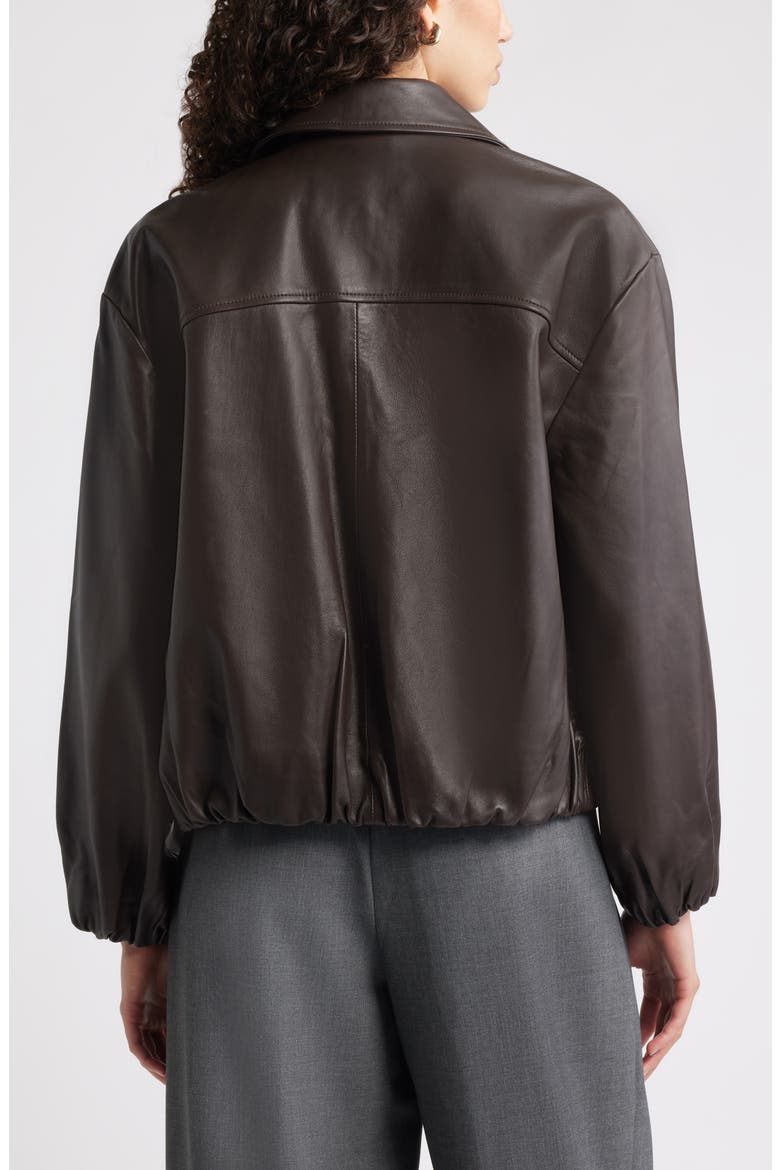 Bubble Hem Leather Jacket, Alternate, color, BROWN TORTE