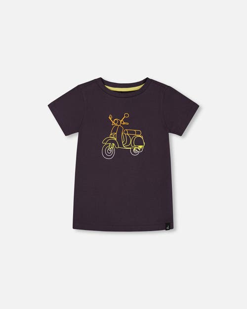 DEUX PAR DEUX DEUX PAR DEUX BOY'S ORGANIC COTTON TEE DARK GRAY AND MULTICOLORED VESPA