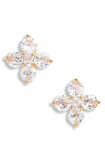 Cubic Zirconia Clover Stud Earrings