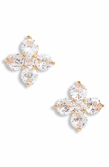 Cubic Zirconia Clover Stud Earrings
