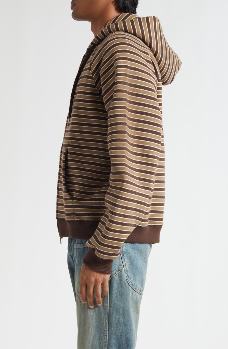 STOCKHOLM SURFBOARD CLUB Ace Stripe Raglan Sleeve Zip Hoodie, Alternate, color, Brown