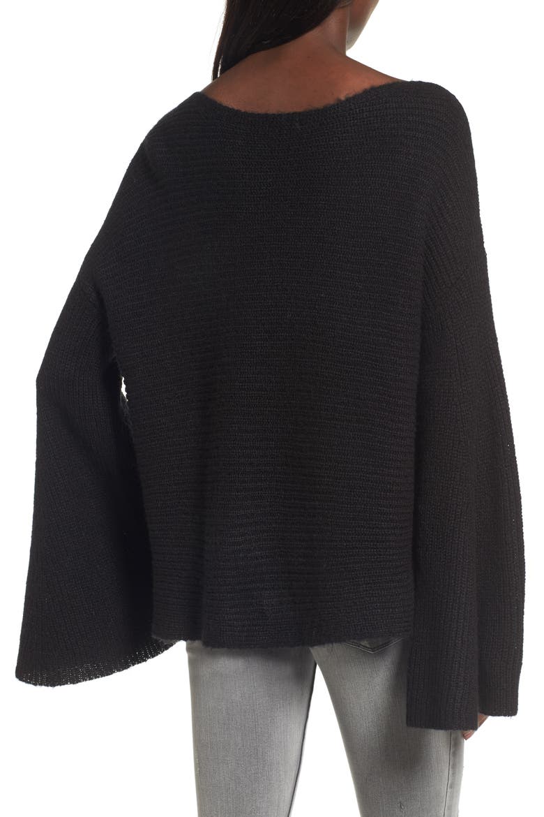Flare Sleeve Sweater, Alternate, color, BLACK