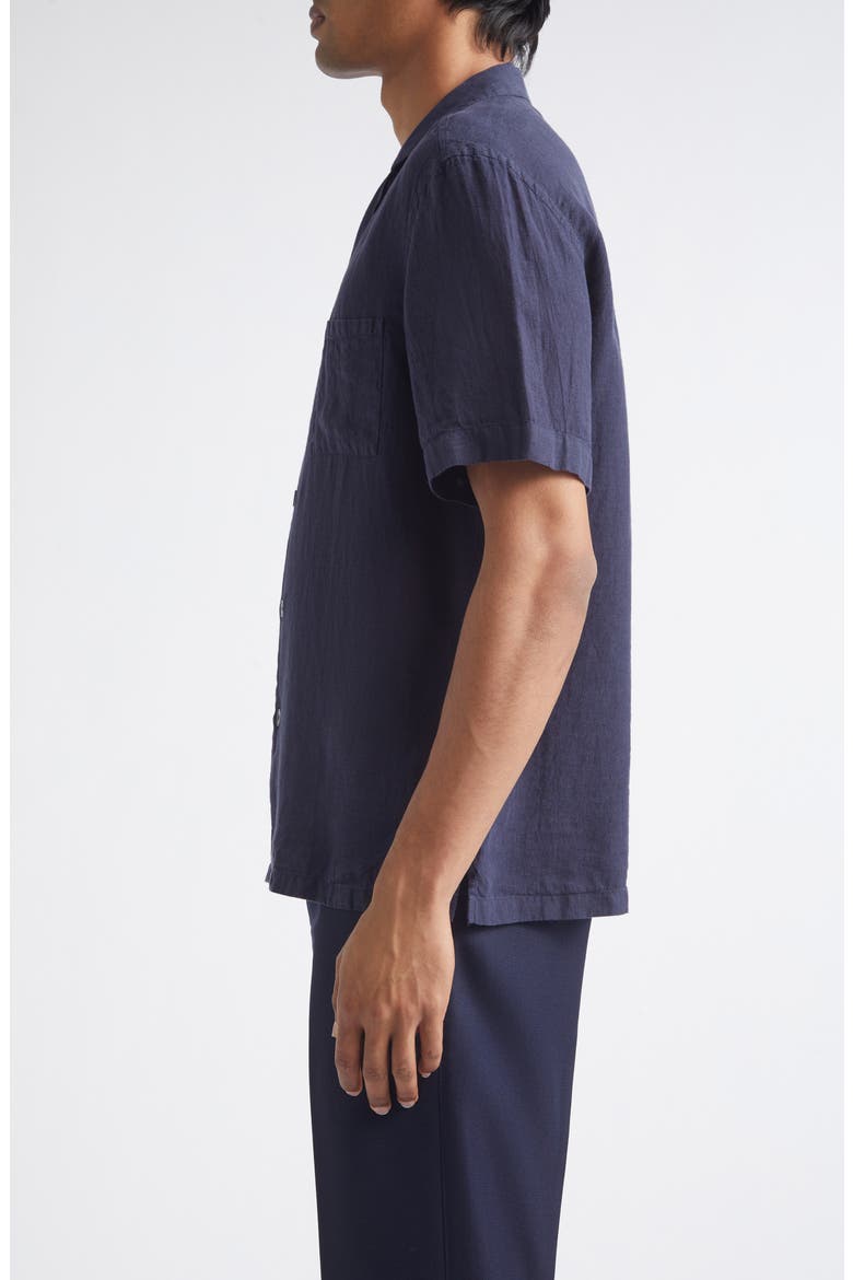 Linen Camp Shirt, Alternate, color, NAVY