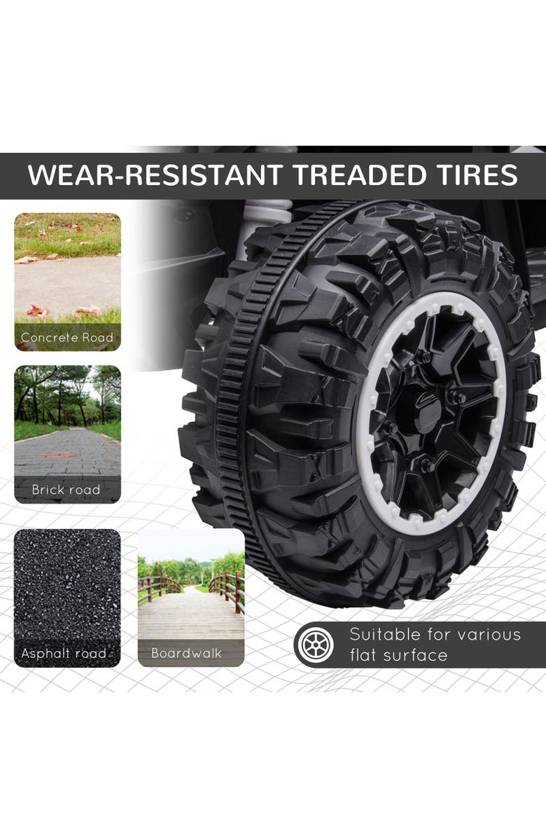 Aosom 12V Kids ATV Quad Car with Forward & Backward, Wear-Resistant Wheels, Music, Alternate, color, White