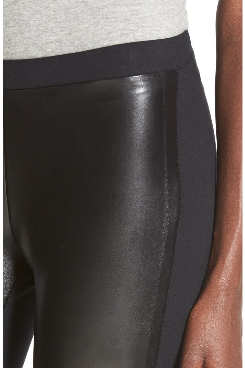Two-Tone Faux Leather Leggings, Alternate, color, BLACK