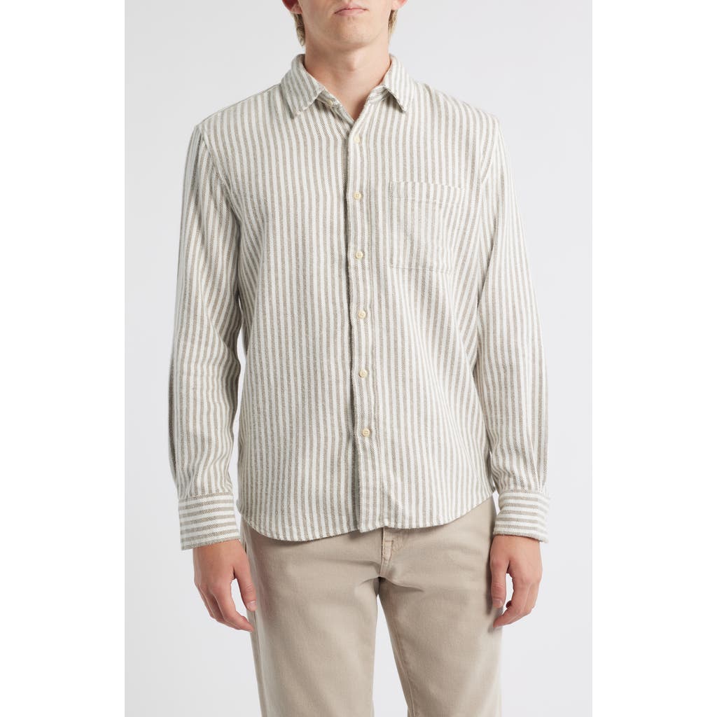 Alex Crane Cloud Stripe Organic Cotton Flannel Button-up Shirt In Multi