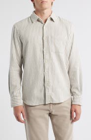 ALEX CRANE Cloud Stripe Organic Cotton Flannel Button-Up Shirt