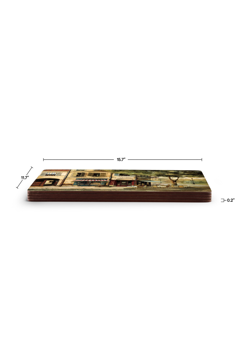 Parisian Scene Set of 4 Cork Back Placemats, Alternate, color, Multi