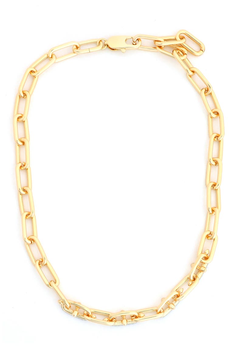 Paper Clip Chain Necklace, Main, color, GOLD