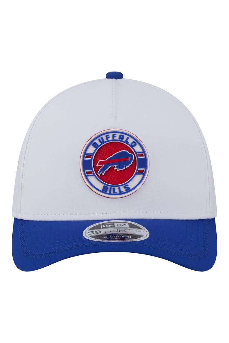 Men's New Era White/Royal Buffalo Bills Patch 39THIRTY A-Frame M-Crown Perforated Flex Hat, Alternate, color, White