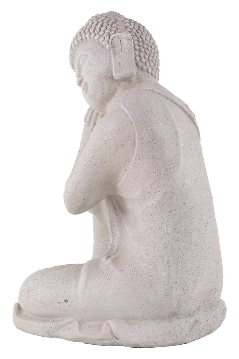 Gray Magnesium Oxide Traditional Buddha Garden Sculpture, Alternate, color, GREY