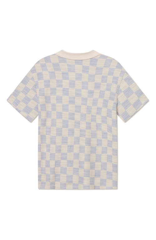 Les Deux Branson Check Jacquard Jersey Polo In White
