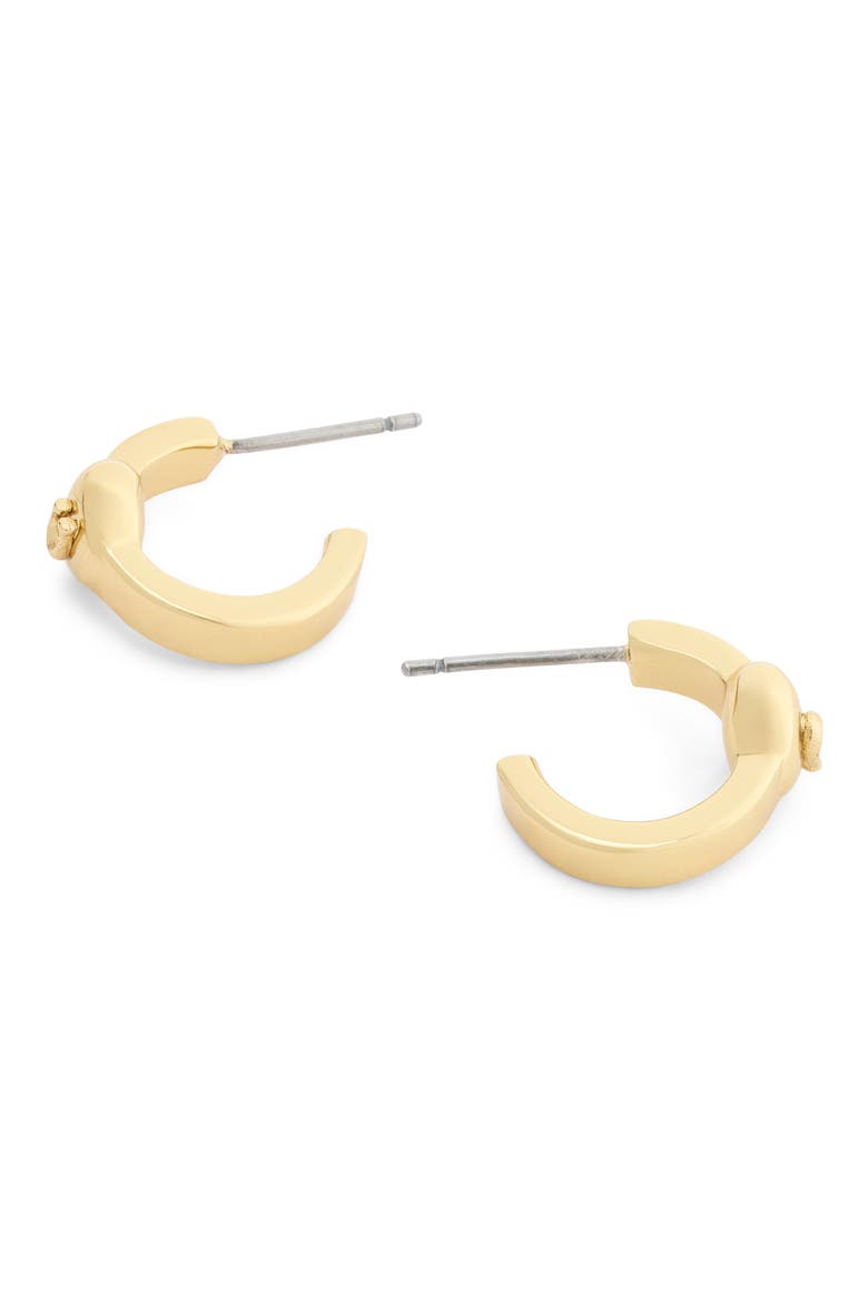 Logo Heart Huggie Hoop Earrings, Alternate, color, GOLD