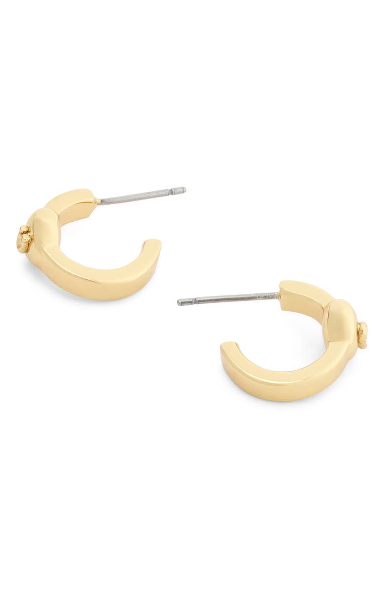 COACH Logo Heart Huggie Hoop Earrings, Alternate, color, Gold