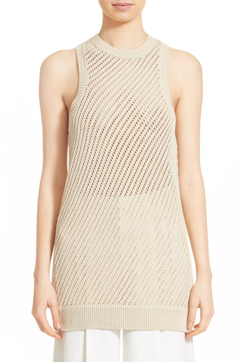 Diagonal Mesh Cotton Tunic Tank, Main, color, LARACHE