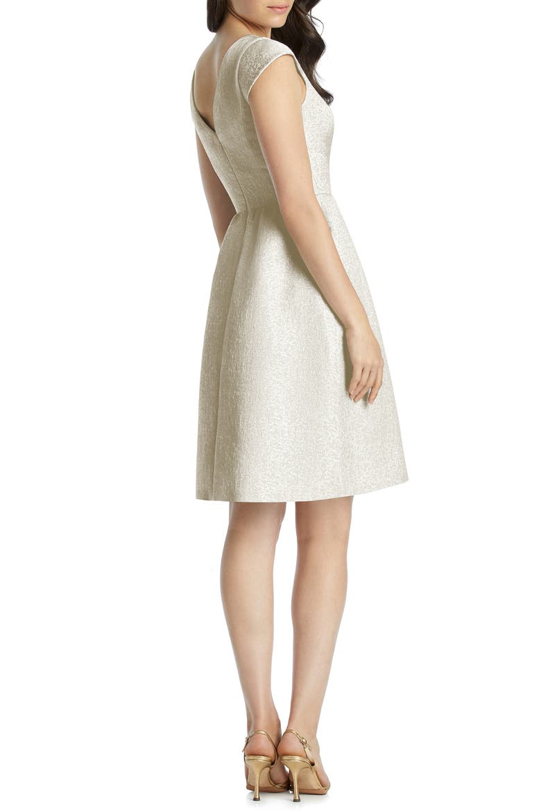 Bateau Neck Cocktail Dress, Alternate, color, IVORY GOLD