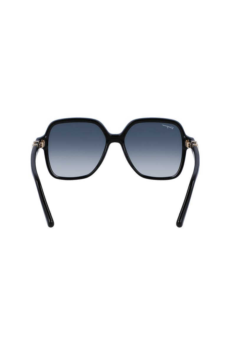 57mm Gradient Rectangular Sunglasses, Alternate, color, BLACK