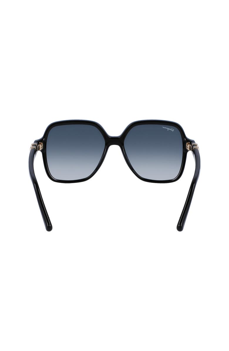 FERRAGAMO 57mm Gradient Rectangular Sunglasses, Alternate, color, Black