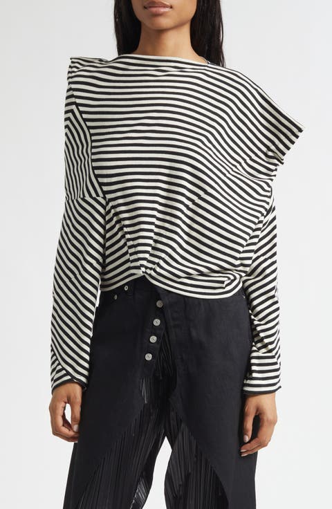 Stripe Cotton & Wool Jersey Crop Top