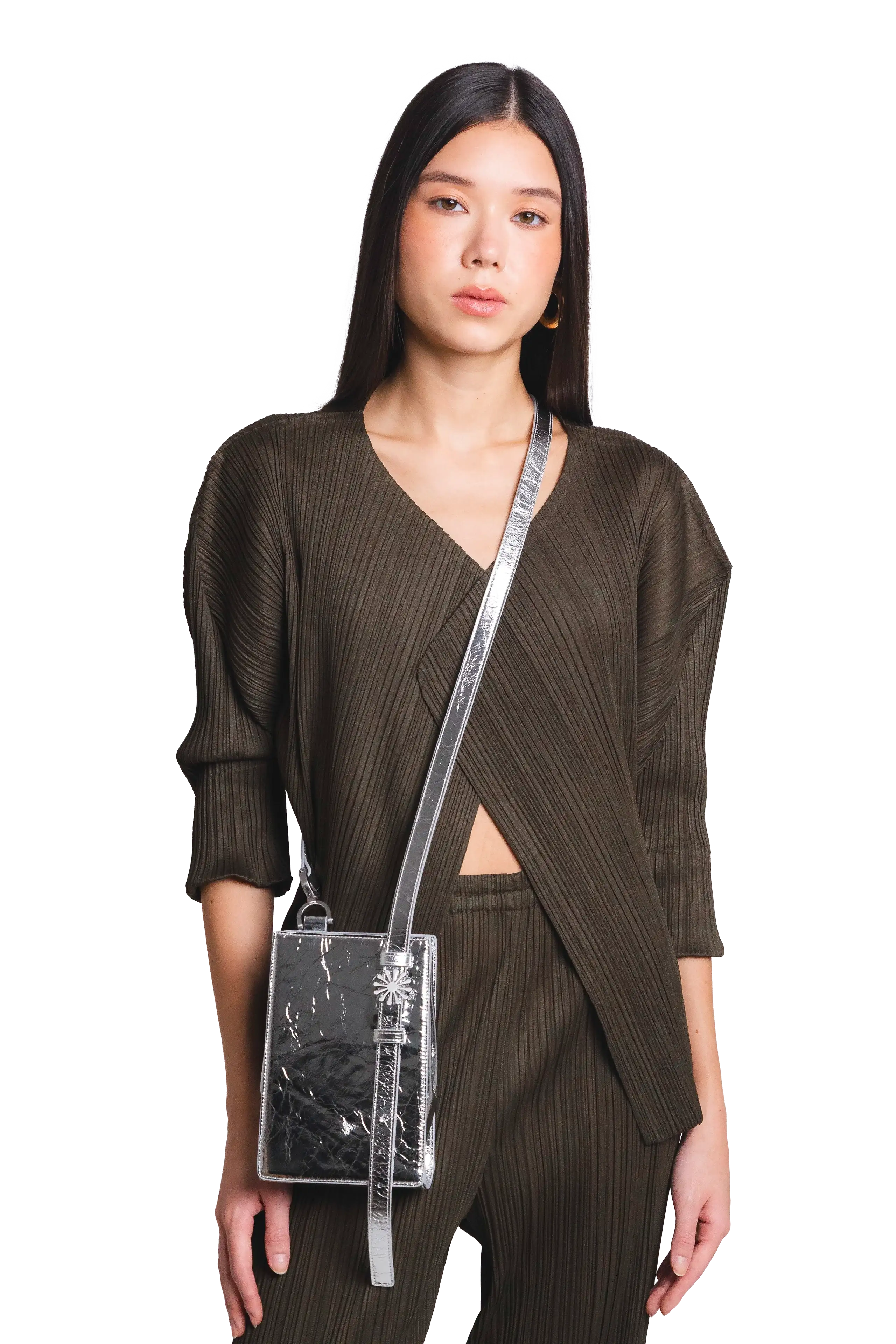 Esthera 1PM Leather Crossbody Bag, Alternate, color, Silver