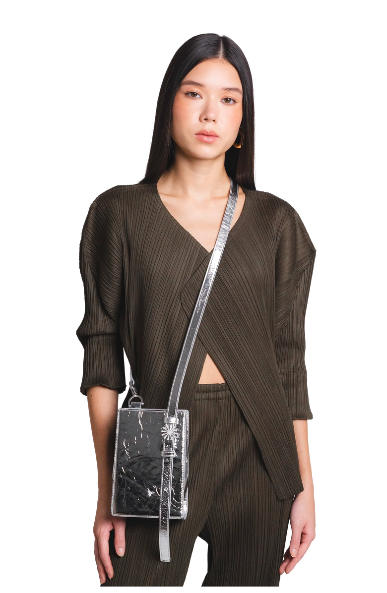 Esthera 1PM Leather Crossbody Bag, Alternate, color, Silver