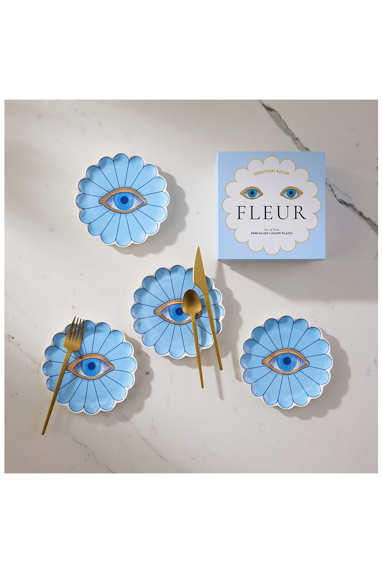 Fleur Canapé Plate Set, Alternate, color, Blue / Gold