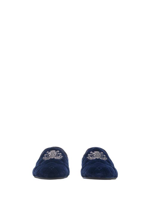 Burberry Velvet Quilted Estate Slippers In Blue