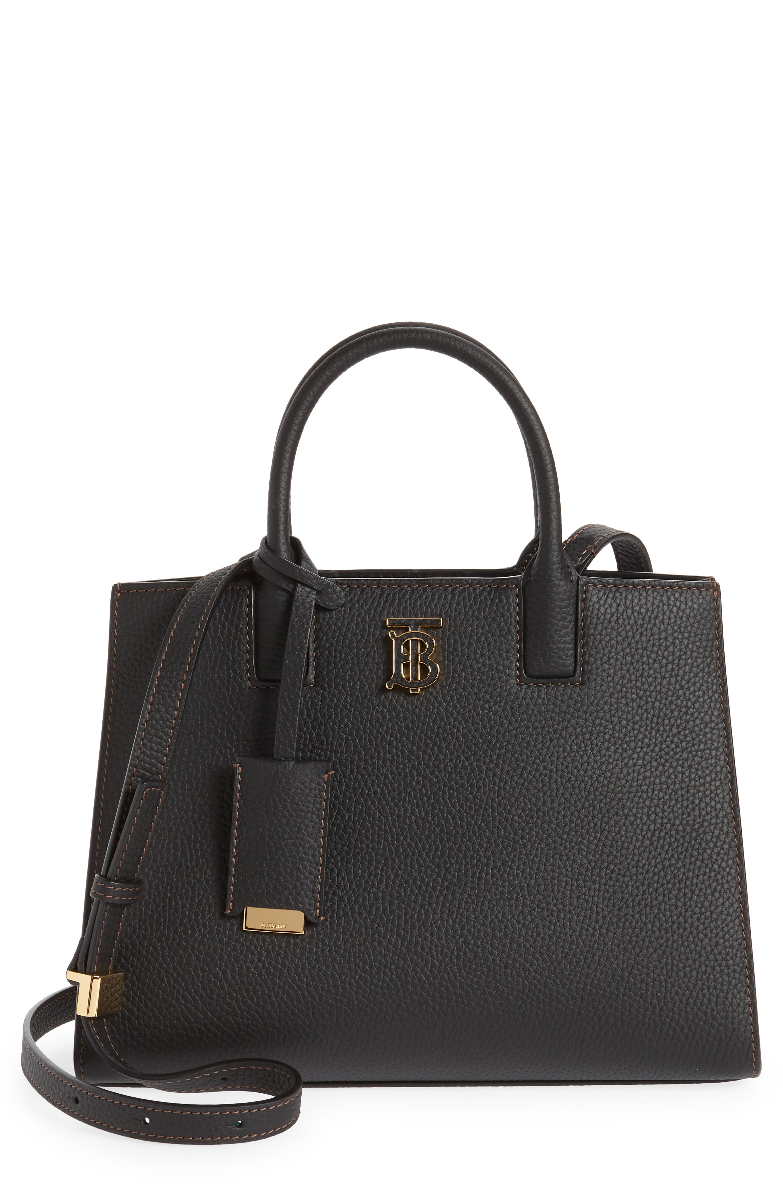 Burberry Mini TB Leather Tote, Main, color, 