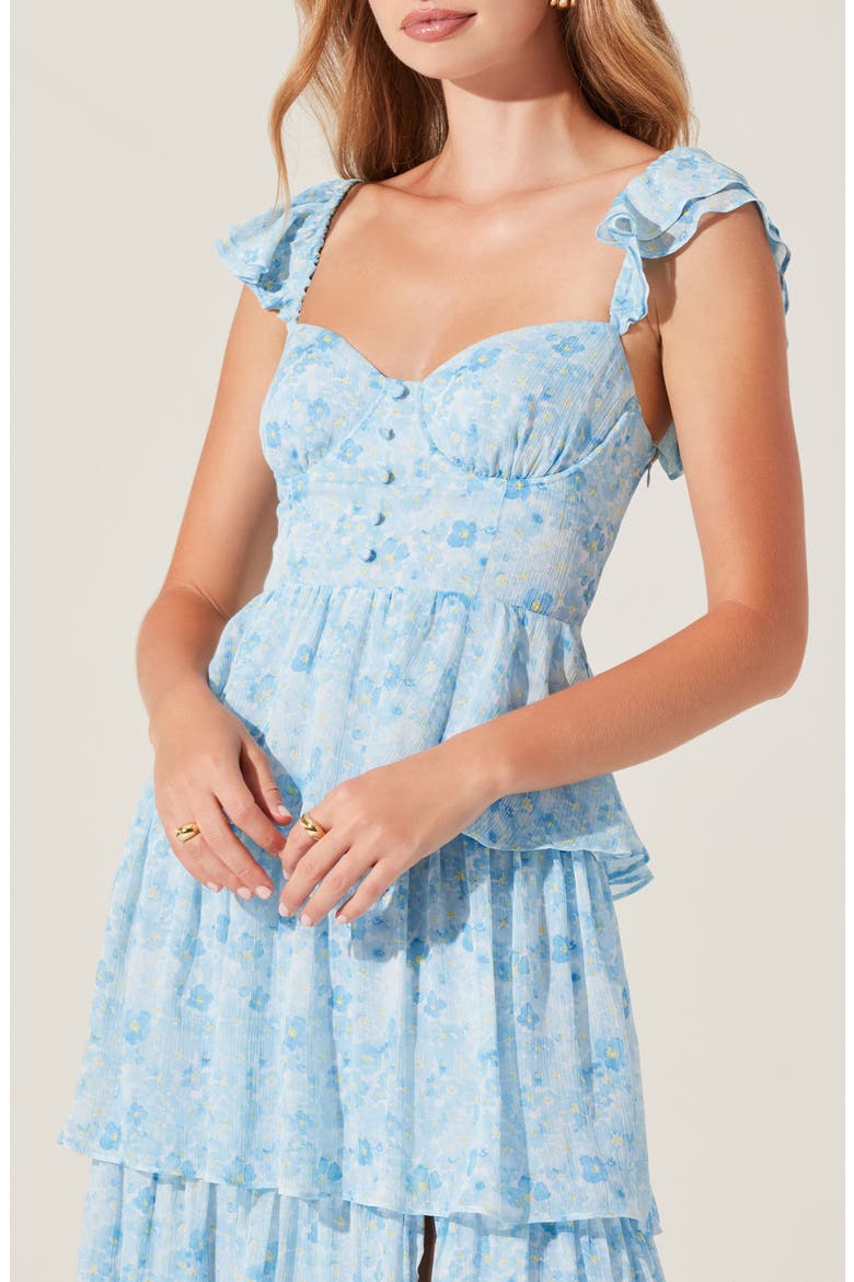 Midsummer Floral Print Tiered Ruffle Dress, Alternate, color, BLUE FLORAL