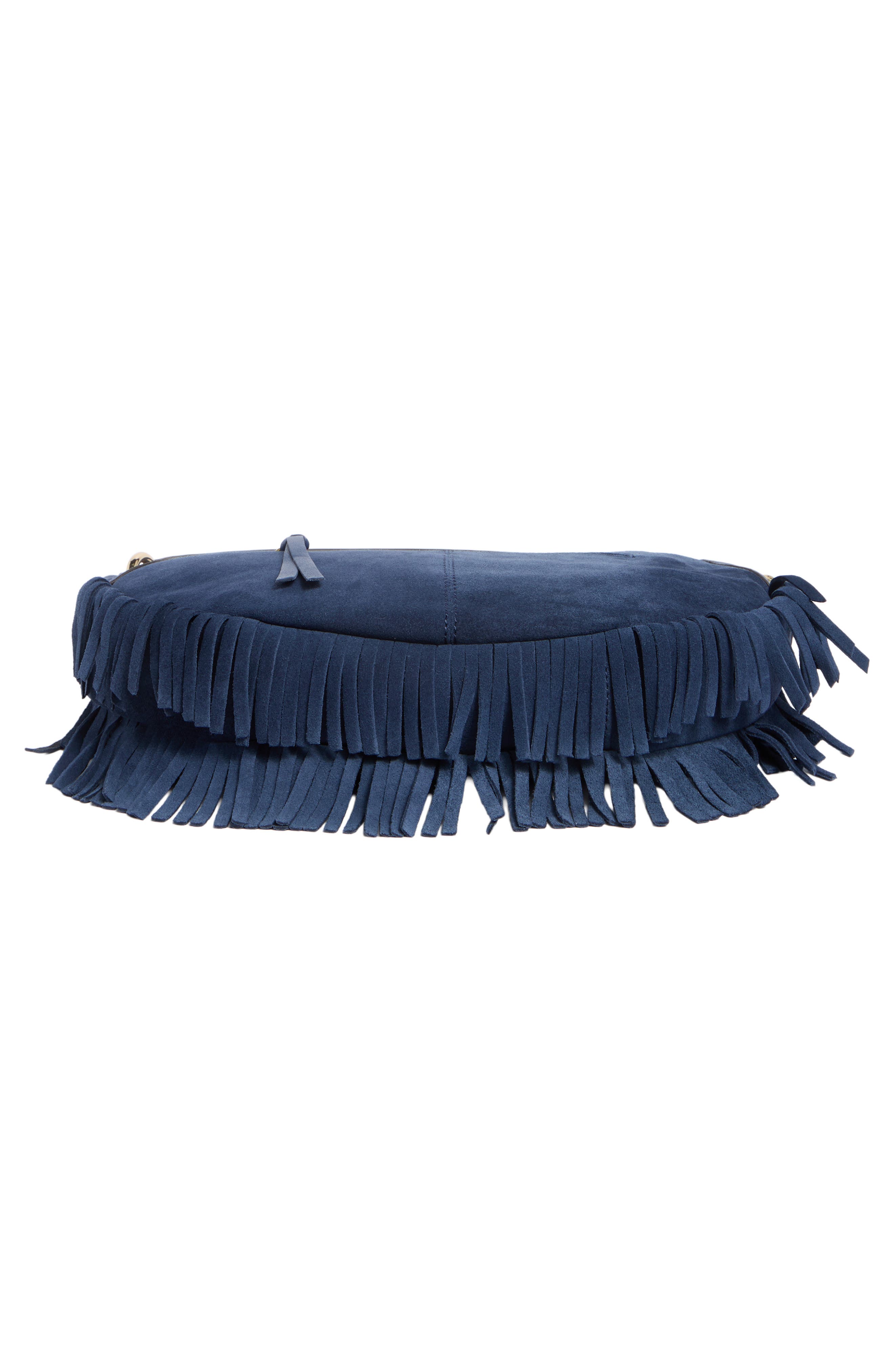 Dante Fringe Leather Shoulder Bag, Alternate, color, INDIGO SUEDE